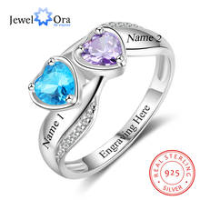 Heart Birthstone Personalized Engrave Name Promise Ring 925 Sterling Silver Anniversary Jewelry Gift For Her (JewelOra RI103261) 2024 - buy cheap