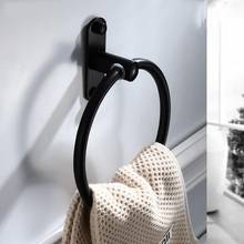 Black Space Aluminum Wall-Mounted  Towel Holder Round Towel Ring Towel Rack Shelf for Home Hotel Bathroom Accessories 2024 - buy cheap