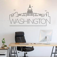Виниловая настенная наклейка с изображением городского пейзажа, переводная картинка с капиталом Вашингтона, США, настенная картинка с изображением пейзажа, для дома, спальни, офиса, Y214 2024 - купить недорого