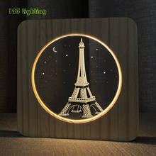 Luces LED de noche con diseño de Torre Eiffel francesa, iluminación de escritorio de cabecera de madera con enchufe USB, lámpara de noche para dormitorio, accesorios de iluminación para el hogar 2024 - compra barato