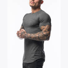 Camiseta de algodão respirável para homens, camiseta da moda e fitness para homens, manga curta, para academia, camisa apertada de verão 2024 - compre barato