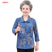 Women's Blouses Spring Plus Size Long Sleeve Shirts Middle-aged Old Mother's Casual Print Shirt Loose Grandma Tops 4XL W1958 2024 - buy cheap