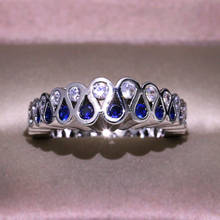 Moda azul e branco gota de água anéis para mulher festa de noivado anéis moda jóias acessórios tamanho inteiro venda 6-10 2024 - compre barato