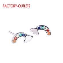 Fashion 100% 925 Sterling Silver Colorful Rainbow Shape Stud Earrings For Women Charm Silver Fine Jewelry Gift For Girls 2024 - buy cheap