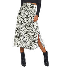 2020 модная женская юбка с разрезом и леопардовым принтом, сексуальная женская летняя шифоновая юбка миди 2024 - купить недорого