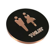 Men & Women Toilet Sign,restroom(bathroom) signs, diameter 16cm circle ,  Stick to the glass, Wall ,Door, rose gold and black 2024 - buy cheap