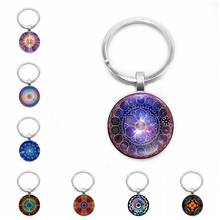 2019 chaveiro de vidro cabochão estampa geométrica moderna mandala chaveiro de carro pingente joia presente 2024 - compre barato