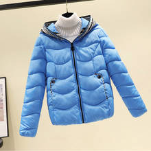 Jaqueta feminina parka com capuz, casaco feminino inverno algodão acolchoado 2024 - compre barato