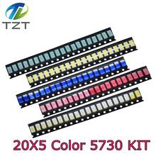 100 pces = 5 cores x 20 pces smd 5730 5630 diodo led sortimento kit diodo led verde/vermelho/branco/azul/amarelo 2024 - compre barato
