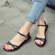 Sgesvier Size 31-46 2020 new arrive women sandals simple buckle summer shoes genuine leather ladies comfortable flat sandals 2024 - buy cheap