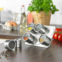 Novo 6/9 pçs magnético conjunto de frascos de especiarias de aço inoxidável salt e pimenta spray shakers spice rack tempero caixa condimento recipiente 2024 - compre barato