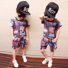 Kids Clothing Sets Summer 2020 New Style Baby Boys Tops +Shorts 2Pcs/set Children Casual Cartoon Design Boys Clothes Suits 4-13 2024 - buy cheap