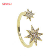 2020 Personality Crescent North Star Ring Lady Fashion Inset Zircon Crystal Star Open Adjustable Charm Women Ring Jewelry 2024 - buy cheap