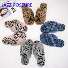 Faux fur winter ladies slippers fashion warm shoes suede women's flat slippers leopard women's slippers large size 41 q237 2024 - buy cheap