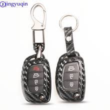 jingyuqin Carbon Silicone Remote Flip Key Fob Shell Cover Case For Hyundai Creta I10 I20 Tucson Elantra Santa Fe 2016 2017 2018
