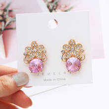 ZOSHI Flower Crystal Stud Earrings for Women Gold Color piercing Earrings Korean pendientes mujer 2024 - buy cheap