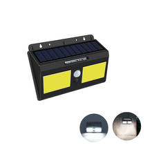 Luminária solar de led cob com sensor de movimento, lâmpada movida à luz solar com sensor pir, à prova d'água para decoração de jardim, muro e rua 2024 - compre barato