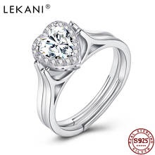 LEKANI Romantic 925 Sterling Silver Rings For Women Reversible Cute Heart Cubic Zirconia Adjustable Wedding Engagement Ring 2024 - buy cheap