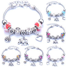 Pulseiras e braceletes femininas com pingentes de animais antigos, prateados, flor de cristal, fadas, contas, joias 2024 - compre barato