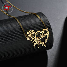Goxijite Trendy Customized Name Rose Heart Necklace For Lover Personalized Name Love Flower Pendant Necklaces Gift 2024 - buy cheap