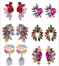 Женские серьги-гвоздики с кристаллами, ювелирные изделия в богемном стиле 2024 - купить недорого
