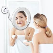 Espelhos de maquiagem led flexíveis, dropshipping, com luz led, aumento 10x, cosméticos, moldura 2024 - compre barato