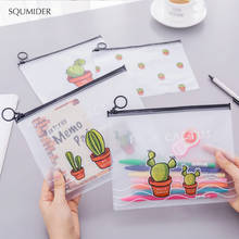 Estuche de lápices transparente de cactus, estuche de lápices de dibujos animados bonitos, estuches de lápices de colores para estudiantes, bolsa de almacenamiento Kawaii para bolígrafos 2024 - compra barato