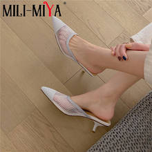 MILI-MIYA New Arrival Women Breathable Mesh Mules Pointed Toe Slip On Solid Color Square Heels Dress Party Summer Shoes 2024 - buy cheap