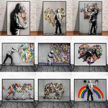 Abstract Love Heart Street Art Graffiti Posters And Prints Wall Painting On Canvas Art Printing Pictures For Living Room Decor 2024 - buy cheap