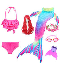 Lançamento! cauda de sereia infantil, traje de banho com/sem barbatanas para nadar para meninas verão praia 2024 - compre barato