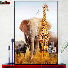 Pintura de animais elefante 5d diamante bordado paisagem animal girafa ponto cruz decoração de casa presente de natal 2024 - compre barato