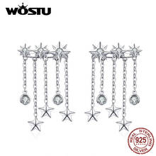 WOSTU-pendientes de plata de ley 925 con borlas para mujer, joyería con cierre de tuerca, de circonita, para boda, 925 2024 - compra barato