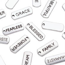 50pcs Mixed Words Rectangle Alloy Pendant Charms with Word for Jewelry Making Cadmium Free & Lead Free 2024 - buy cheap