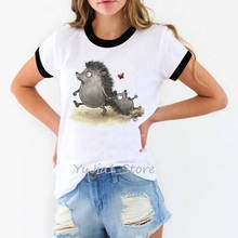 Summer 2021 funny cute Hedgehogs animal print female t-shirt women white short sleeve t shirt ringer tee diy custom tshirt tops 2024 - buy cheap