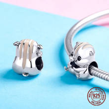 womak Genuine 100% 925 sterling silver cute hamster beads fit 3MM bracelet glamour original jewelry gift making 2024 - buy cheap