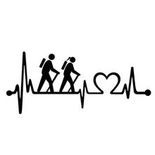 Hiking Hiker Couple Heartbeat Lifeline Car Sticke Automobiles Motorcycles Exterior Accessories Vinyl Decals for Bmw Audi Ford 2024 - buy cheap