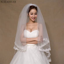 NIXUANYUAN 2 Tier Bridal Veil Beautiful White Ivory Cathedral Short Wedding Veils Lace Edge With Comb Bride Veils 2024 - buy cheap