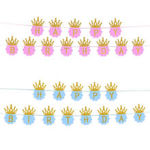 1set Gold Crown Paper Garland Happy Birthday Letter Banner Number Foil Balloon For Kid Birthday Party Deco Supplies Baby Shower  2024 - buy cheap