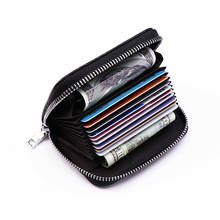 First Layer Cowhide Organ Card Case RFID Anti-theft Lady Card Holder Men Card Case Multifunctional Zipper Small Wallet 2024 - buy cheap