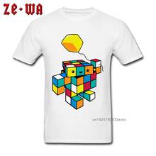 CUBE WITH A CUBE Balloon T Shirt Men's T-shirt Funky Geometric Tshirt Design Funny Tops Robot Lover Gift Clothes Cotton Shirts 2024 - buy cheap