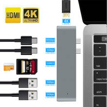 ПК Компьютерные аксессуары 7 in1 USB-C концентратор двойной адаптер многопортовый считыватель 4K HDMI Тип-C для MacBook Pro Лот 2024 - купить недорого