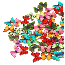 50Pcs Mixed Diy Wooden Butterfly Buttons Charm Beads for Craft Decoration Jewelry Making Sewing Needlework Scrapbooking 2024 - buy cheap