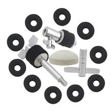 Piezas del Kit de tambor, tornillo de soporte Hi-hat + llave de tambor + embrague de platillo + cabezal de martillo de batidor de Pedal + almohadillas de fieltro de platillo 2024 - compra barato