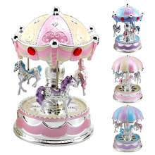 Fashion Colorful Lights Shine Carousel Mechanical Music Box For Lover Gift Children Baby Sound Toys Christmas Birthday Music Box 2024 - buy cheap