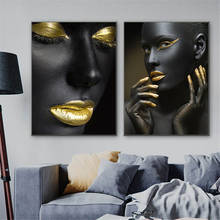 Black Gold Woman Canvas Painting African Wall Art Pictures HD Print Wall Posters Modern Living Room Home Decor Prints Cuadros 2024 - buy cheap