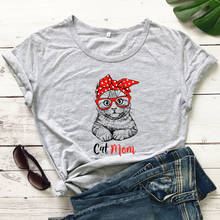 Bandana Cat Mom Colored Print T-shirt Kawaii Cat Mama Tee Shirt Top Funny mother's Day Gift Tshirt 2024 - buy cheap