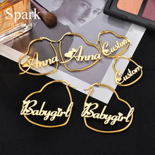 Spark 1 Pair Stainless Steel Custom Name Hoop Earrings Women Girls Personalized Handmade Heart Earrings Wedding Jewelry Gift 2024 - buy cheap