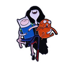 Adventure Time enamel pin Marceline with Finn & Jake the cute dog cartoon backpack accessory 2024 - buy cheap