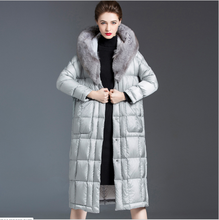 2020 winter new high-end white duck down hooded down jacket Rabbit fur collar hooded down jacket women's mid-length thick coat 2024 - buy cheap