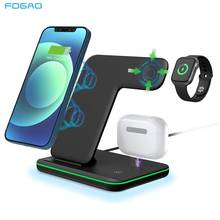 Estación de carga inalámbrica Qi 3 en 1, 15W, para iPhone 13, 12, 11, XR, XS, X, 8, Apple Watch 7, 6, SE, Airpods Pro, carga rápida por inducción 2024 - compra barato